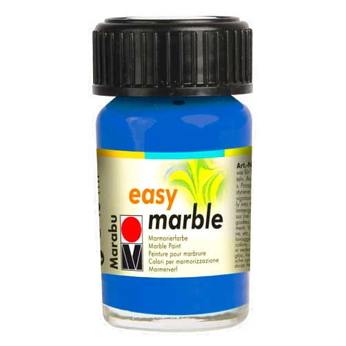 Marabu Easy Marble Paint - Azure Blue - Hydro Dipping Paint for Tumblers, Ceramic, Paper, Glass, and More - 15ml Bottle