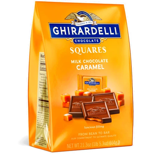GHIRARDELLI Milk Chocolate Caramel Squares, Individually Wrapped Candy for Gifting and Sharing, 21.3 oz Bag