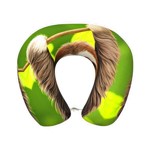 HerYng Cute Sloth Memory Foam Travel Pillow - U-Shaped Neck Pillow for Airplane, Car, Office, Long Distance and Home Use