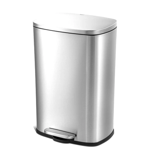 QUALIAZERO 50L/13Gal Heavy Duty Hands-Free Stainless Steel Commercial/Kitchen Step Trash Can, Fingerprint-Resistant Soft Close Lid Trashcan, 50L / 13 GAL