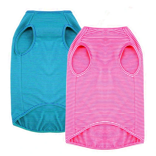 WEONE Dog Summer T-Shirts Striped Cotton Vest,Pet Breathable Soft Basic Clothes for Small Medium Larg Boy Girl Dogs,M