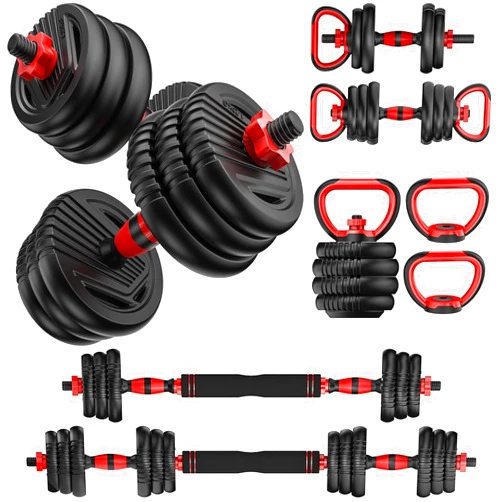 UNNMIIY Adjustable Dumbbells, 10/25/35/55/70/90lbs Free Weight Set with Connector, 4 in1 Dumbbells Set Used as Barbell, Kettlebells, Push up Stand, Fitness Exercises for Home Gym Suitable Men/Women
