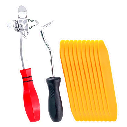 Swpeet 12Pcs Windshield and Glass Repair Tools Kit, Including 48600 Offset Windshield Locking Strip Tool and Hose Removal Hooks with Tapered End Windshield Stick Setting Tool