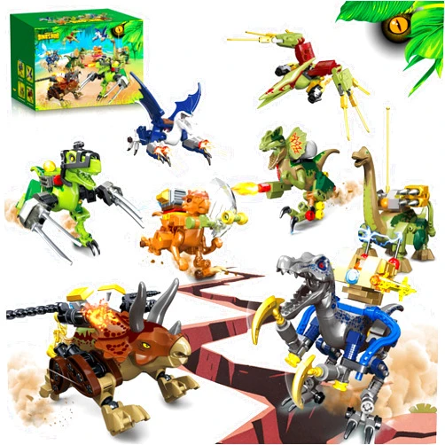 ZZXYPX 8 Pack Dinosaurs Building Blocks Set, 700 Pieces Dinosaur Toys for Age 8-14 Years, Dinosaur World Battle Action Figures, Birthday Gifts for Boys and Girls