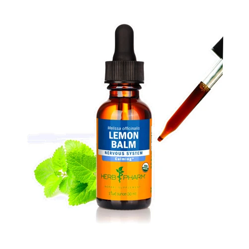 Herb Pharm Certified Organic Lemon Balm Liquid Extract for Calming Nervous System Support, Organic Cane Alcohol, 1 Ounce