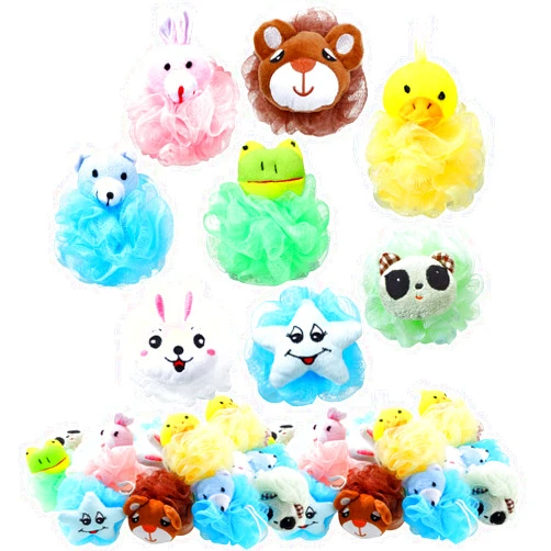 Zubebe 16 Pcs Bath Sponge Animal for Kids Bath Loofahs Cartoon Pouf Shower Puff Mesh Bath Poufs Scrubber Balls Shower Cute Loofah Exfoliating Body Scrubber for Kids Toddler Children Baby Washing