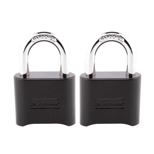 Master Lock Black Combination Padlock, Set Your Own Combo Lock, Weather Resistant Indoor and Outdoor Padlocks with Code for Gym Locker, Gate, Shed, 2 Pack, 178EC2