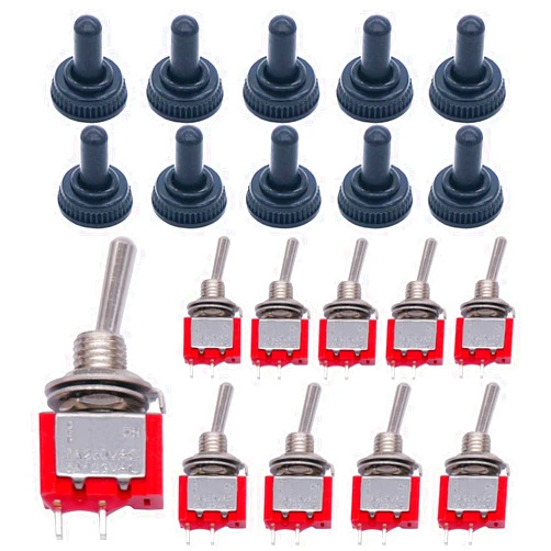 Twidec/10Pcs Mini Toggle Switch SPST 2 Position 2 Pins ON/Off AC 125V 5A Car Boat Switches with Waterproof Cap MTS-101MZ