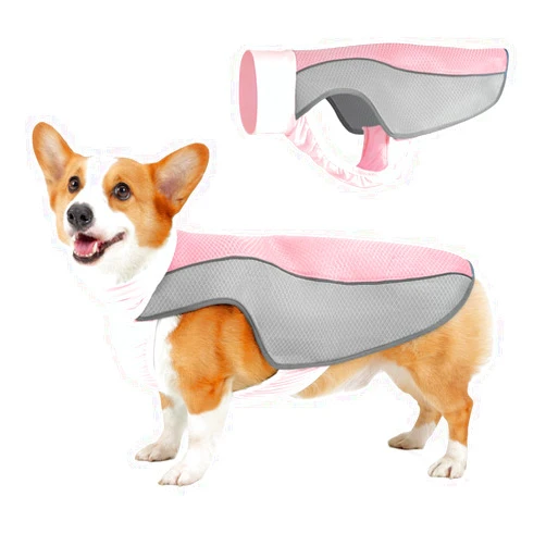 HEYWEAN Dog Cooling Vest Lightweight Dog Cooler Jacket Breathable Mesh Dog Cooling Shirts with Reflective Stripe for Beach Hiking Walking Pink Large