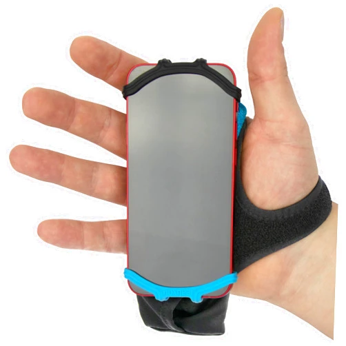 Noxgear Hand Held Phone Holder - Handheld Grip Phone Holder with Key Fob & Card Slot for Running, Jogging & Working Out - Compatible with All Phones - Machine Washable (Noxgear Blue, Right Hand)