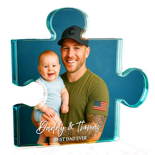 Zexpa Apparel Personalized Father’s Day Acrylic Paperweight Gift – Custom Desk Decor with Name & Photo – Unique Gift from Son or Daughter for Dad, Grandpa, Husband – Christmas or Father’s Day Keepsake for Him