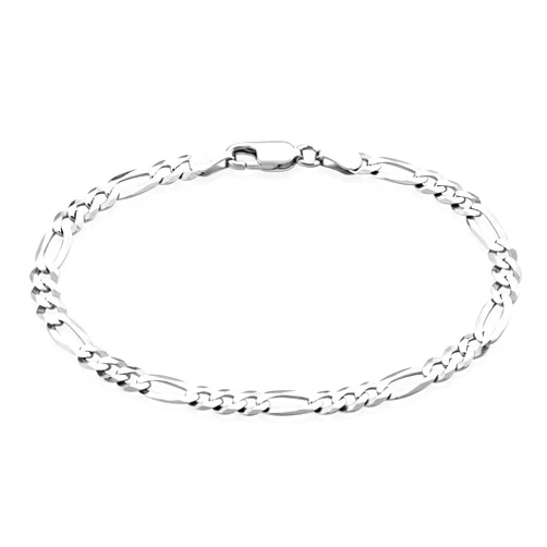 MiaBella Solid 925 Sterling Silver Italian 5mm Diamond-Cut Figaro Chain Bracelet for Women Men, Made in Italy sterling silver Length 7 Inches