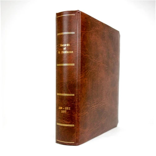 Blumberg's Law Products Portfolio Binder with Three Rings from Blumberg (Custom Gold Lettered on Spine, Brown Ex-Libris Self-Enclosed Binder)