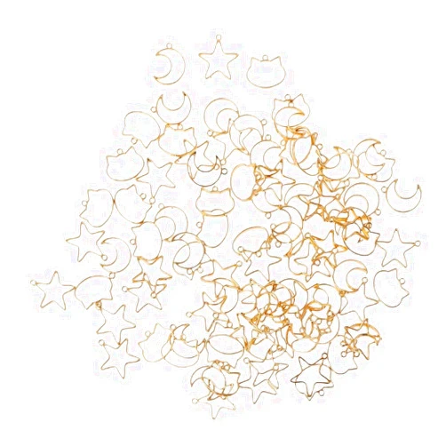 Oawjeen Oawe 90Pcs Cat Moon Star Resin Frame Open Bezels Setting Blank Pendant Jewelry Making