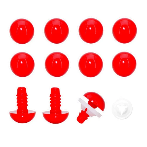 BESTCYC 1Box Red Plastic Safety Eyes Threaded Design Craft Eyes with Washers for Crafts DIY Making and Repair Making of Amigurumi Stuffed Animal,Doll,Toy, Crochet, Supplies (15mm(50pcs))