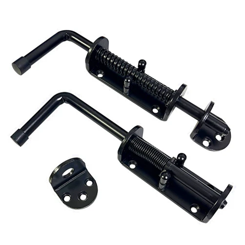 Aiwaiufu 8.5inch Black Heavy Duty Spring Loaded Latch Pin, Galvanized Steel Sliding Barrel Bolt Latch for All Kinds of Gate/Doors, Thickened Interior and Outdoor Latch, 2 Packs