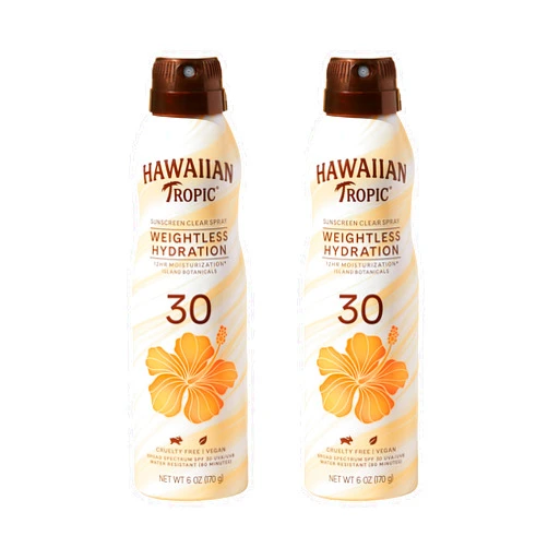 Hawaiian Tropic Silk Hydration Weightless Continous Spray, SPF 30, 6 oz (170 g) each (Pack of 2)