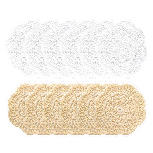 Molain 4 Inch Handmade Crochet Cotton Coaster, Round Doilies Cloth Placemats Vintage Cute Lace Mats DIY Flower Shape Cup Mat for Table Wedding Cup Coasters (12)