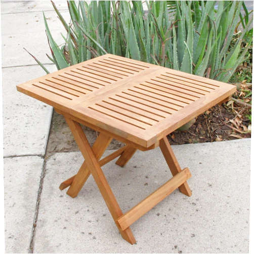Kingrattan.com Natural Teak Folding Picnic End Side Table