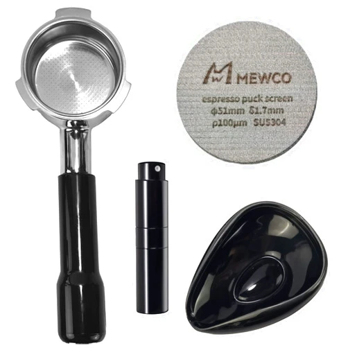 M MEWCO 51mm Coffee Bottomless Portafilter with 51mm Puck Screen and Coffee Dosing Cup and Spray Bottle Set for Mr.Coffee,Yabano,Hamiltion Beach,Casabrews 3700 Series,CM5418 Espresso coffee Machine