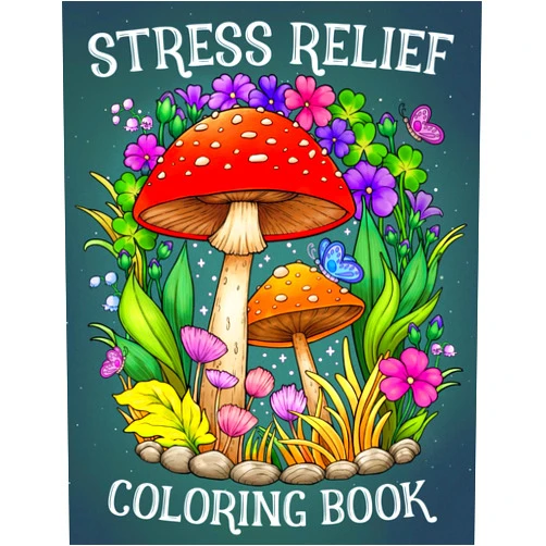 By Kytefox Publishing (Author) Stress Relief: Adult Coloring Book with Animals, Landscape, Flowers, Patterns, Mushroom And Many More For Relaxation