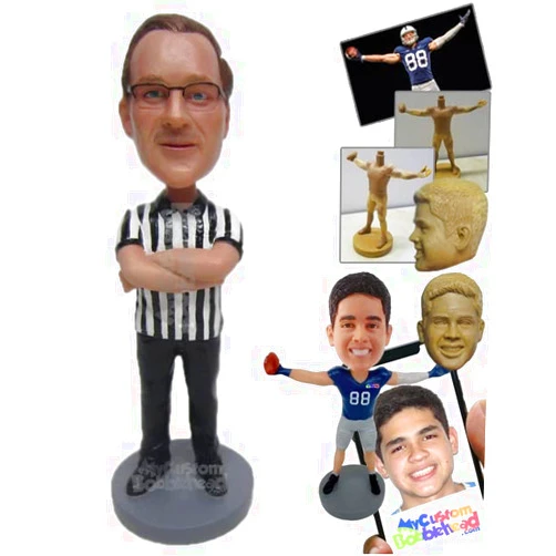 MyCustomBobblehead.com Custom Bobblehead Handsome Referee Waiting for The Game to Begin - Sports & Hobbies Coaching & Refer