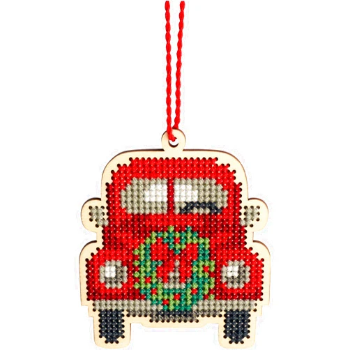 Dimensions Counted Cross Stitch, Vintage Truck Wooden Christmas Ornament Craft Kit, 1 Pc