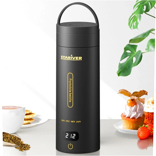 Stariver Travel Electric Kettle, Portable Small Electric Kettle for Tea Coffee, Hot Water Kettle with 4 Temperature Controls and Keep-warm, 304 Stainless Steel Auto Shut-Off & Boil Dry Protection