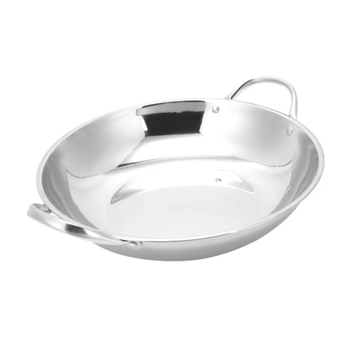 GRIRIW Stainless Steel Pot Willow and Everett Wok Stove Skillet Frying Pan Saute Everyday Pan Nonstick Saucepan Nonstick Pan Camping Wok Ramyun Cooker Chinese Wok Pan Asian Fry Wok Silver