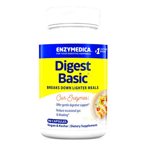 Enzymedica Digest Basic, Digestive Enzymes for Sensitive Stomachs, Offers Fast-Acting Gas & Bloating Relief, 90 Count