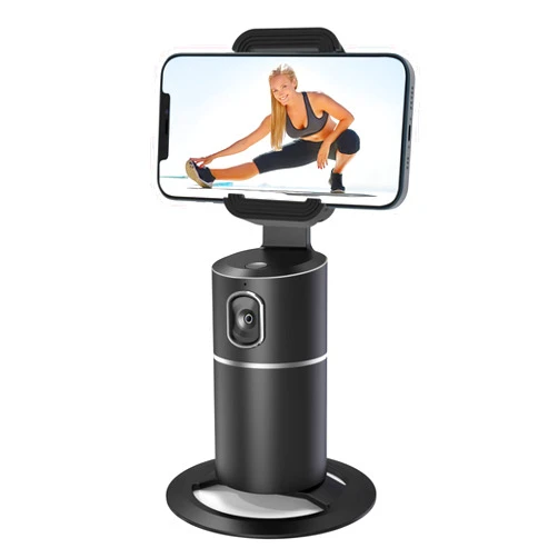 AIRIVO Auto Face Tracking Tripod, 360°Rotation Camera Phone Holder Auto Fast Following, Rechargeable Phone Stand for Live Video YouTube TIK Tok, Universal Stand Black(No app)