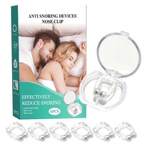 Mrepk Anti-Snoring Devices - Silicone Snore Nose Clip(6pcs), Magnetic Stop Snoring Devices, Nasal Snoring Solution Comfortable for Men and Women, White1