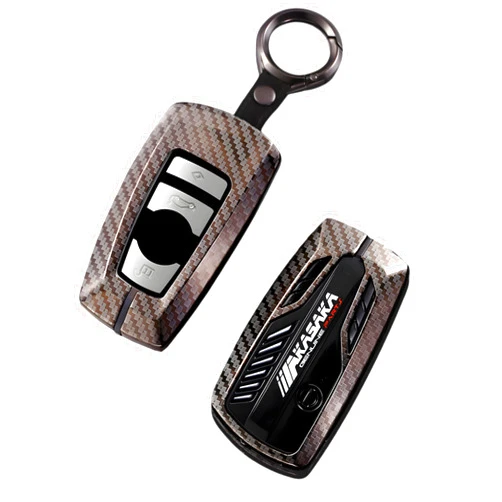 Gasedin Car Key Fob Case, Zinc Alloy Car Key Chain Cover, Car Key Shell for 3 5 7 Series X1 X3 X5 X6, Car Accessories (B Style, Laser)