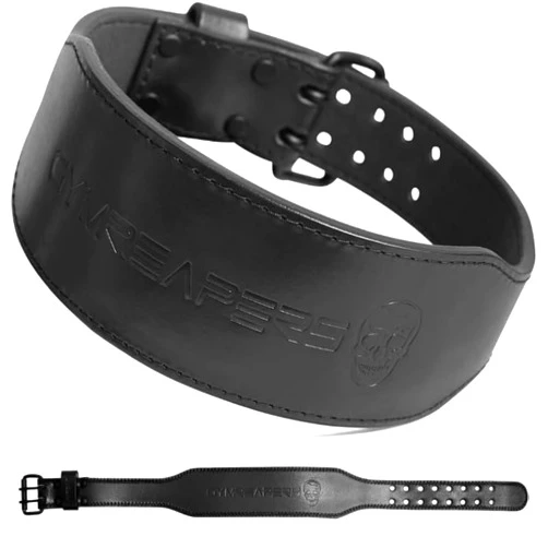 Gymreapers Weight Lifting Belt - 7MM Heavy Duty Pro Leather Belt with Adjustable Buckle - Stabilizing Lower Back Support 4 Inches Wide For Weightlifting, Bodybuilding, Cross Training