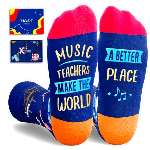 Zmart Appreciation Gifts Ideas - Funny Socks for Male Female Teacher, Social Worker Music Art Science Teacher Gifts