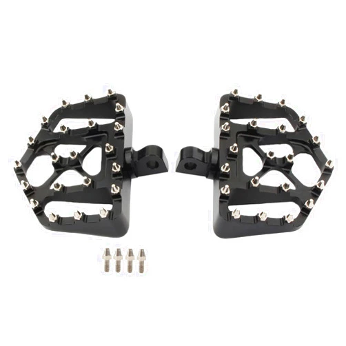 Lingdu MX Offroad Foot Pegs Floorboards Wide CNC Driver Footrests Pedals for Harley Touring Road King Sportster 883 Dyna FXDF Softail Chopper Bobber (Black)