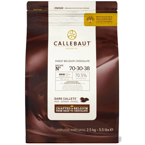 Callebaut Chocolate - Dark Bittersweet Callets - 2.5 kg (5.5 lbs) - Callebaut 70-30-38