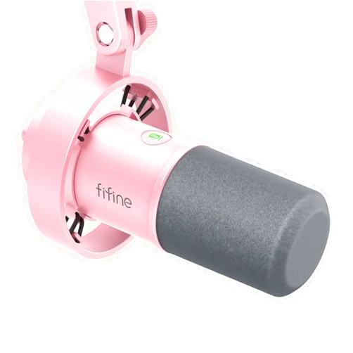 FIFINE XLR/USB Dynamic Microphone, Studio XLR Vocal Podcast Microphone for Recording, USB Streaming Mic with Mute Button, Gain Knob, Headphones Monitoring for Voice-Over, Video-Amplitank K688 Pink