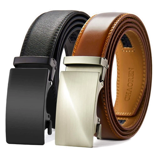 CHAOREN Leather Ratchet Belt Men 2 Pack - Customizable Fit, Effortless Style (35mm)