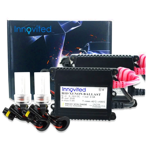 Innovited 35W DC Slim Digital Ballast x 1 Pair with HID Xenon Bulb x 1 Pair Bundle - H11 H9 H8-4300K - Bright Daylight