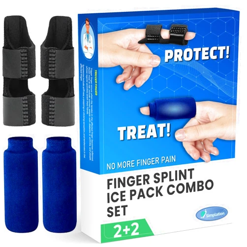 Simplation Trigger Finger Splint and Ice Pack for Pain Relief, Knuckle Immobilization, Straightening Arthritis, Injured Mallet Finger, Fits Index, Middle, Ring Finger