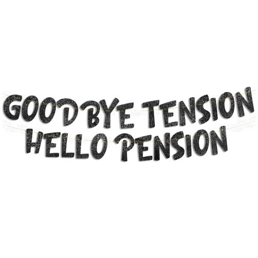 Sterling James Co. Goodbye Tension Hello Pension Black Glitter Banner - Retirement Party Supplies, Gifts and Decorations