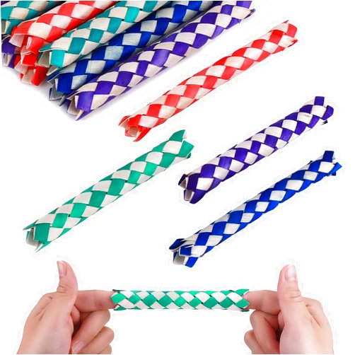 Prasacco 24 Pcs Chinese Finger Traps Classic Bamboo Finger Trap Cool Birthday Party Favors Goodie Bag Stuffers (4 Colors Random)