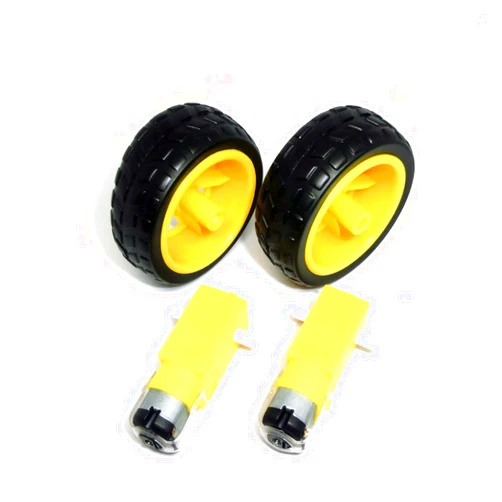 HOOBN DC Motor 4pcs/lot=2pcs TT Motor + 2pcs 65mm Wheel DC3V-6V Motor 130 Gear Motor with The Wheel for Arduino Smart Car Robot Motor 3V-6V Motor Gears