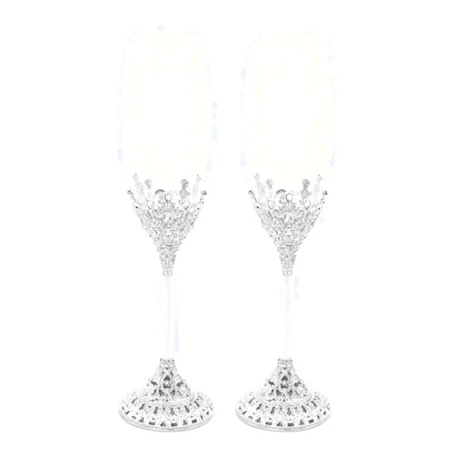 LASODY Crystal Set Champagne Flutes - Wedding Glasses for Bride & Groom - Toasting Cups Gift Sets for Couples - Engagement, Wedding, House Warming Gift