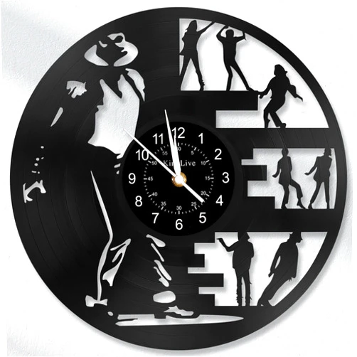 KingLive 12 Inch Music Wall Clock, Pop Music Vinyl Record Wall Clock, Vintage Wall Clock, Rock and Roll Wall Art, Poppin Dance Moves Cool Wall Decor, Gifts for Musicians, Dancers, Friends