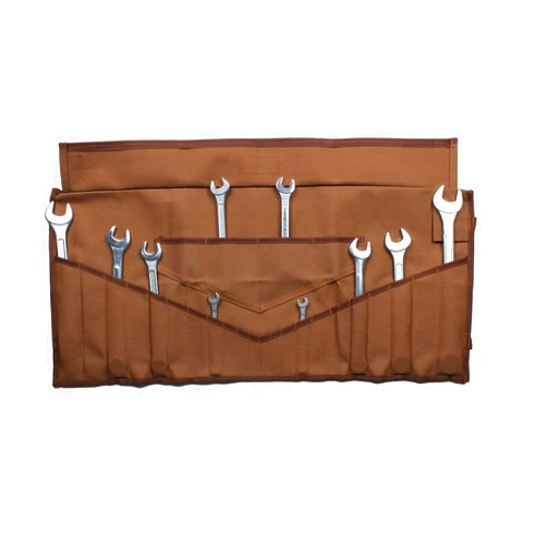 BULL TOOLS Wrench Roll Up Pouch Organizer Metric & SAE Tool Pouch Bag Handmade, Heavy Weight 100% Cotton Duck Canvas 26 Pockets - Dyed Cinnamon Brown