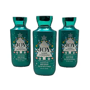 Bath & Body Works JOY SUGARED SNICKERDOODLE 24 Hour Moisture Body Lotion Lot of 3 - Full Size