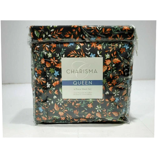 Cubier Charisma Micro Fiber 6-Pieces Queen Sheet Set Terracotta Floral - Queen Size