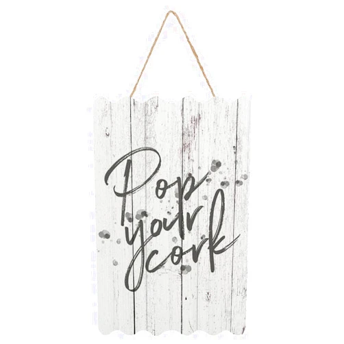 Compladeta Pop Your Cork Champagne Prosecco Bottle Watercolour Alcohol Farmhouse Style Wood Sign Home Wooden Hanging Decor for Room Bedroom Kitchen Front Porch 12 X 6 inches